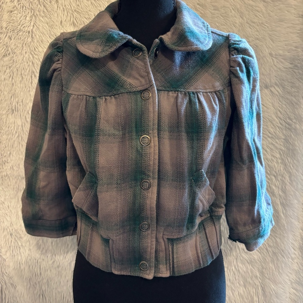 Cropped Flannel Jacket Girls Sz. Large 12